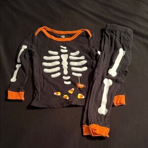 Skeleton Pajama Set with Orange Accents